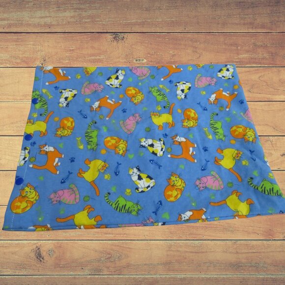 Heating Pad Cover, 12 x 15, Soft Blue Flannel with Cute Colorful Cats, 3 Snap Cl - Picture 4 of 4